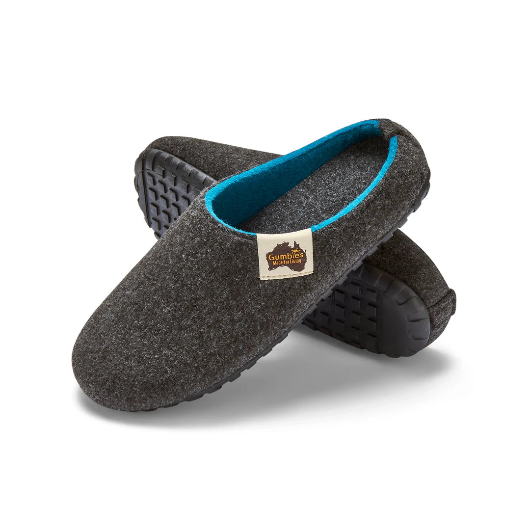Pantuflas Outback Slippers Charcoal & Turquoise