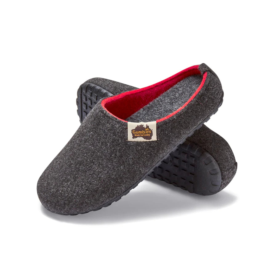 Pantuflas Outback Slippers Charcoal & Red